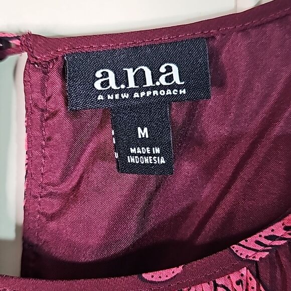 Blouse by Ana Pink Burgandy Bell Sleeves Fully lined Size Medium - Picture 2 of 5